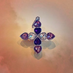Pink and Purple Swarovski Cross Pendant